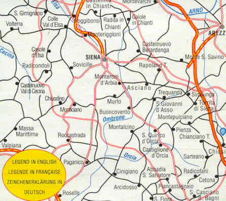 immagine di mappa stradale provinciale mappa stradale provinciale n.228 - Provincia di Siena - con Chianti senese, Valdelsa, Val di Chiana, Val d'Orcia, Monte Amiata