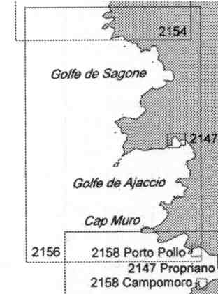 immagine di carta nautica carta nautica 2156 - Da Punta D' Orchina a Capo Muro (Paraggi di Ajaccio)