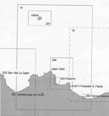 immagine di carta nautica carta nautica 16 - Da C.o Rama a C.o Zafferano e Isola di Ustica