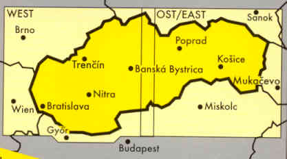 immagine di mappa stradale mappa stradale Repubblica Slovacca \ Slovacchia \ Slowakei \ Slovakia