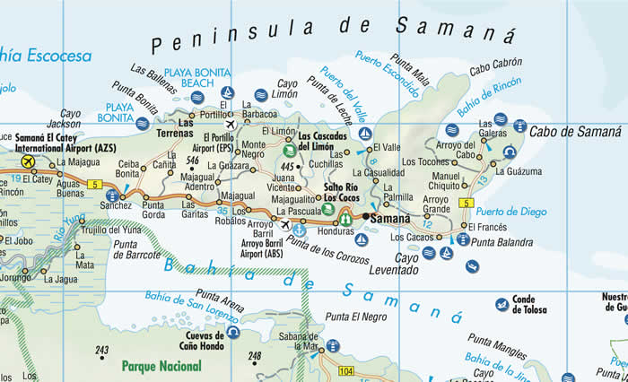 immagine di mappa stradale mappa stradale Republica Dominicana / Dominican Republic - mappa plastificata