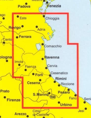 immagine di mappa stradale mappa stradale Riviera Adriatica - con Delta del Po, Lidi Ferraresi, Lidi Ravennati, Costa Romagnola, San Marino - nuova edizione - edizione 2013