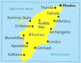 immagine di mappa topografica mappa topografica n.248 - Rodi / Rhodos - mappa escursionistica, plastificata, con spiagge, percorsi per il trekking, luoghi panoramici e parchi naturali