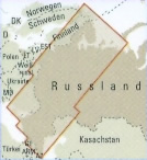 immagine di mappa stradale mappa stradale Russia occidentale - con Murmansk, Petrozavodsk, San Pietroburgo, Yaroslavl, Mosca, Voronezh, Saratov, Kharkiv, Donetsk, Volgograd, Astrakhan, Makhachkala - mappa impermeabile e antistrappo - nuova edizione