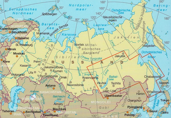 immagine di mappa stradale mappa stradale Russia sud-orientale - dal lago Bajkal/Baikal a Vladivostok - mappa impermeabile e antistrappo - nuova edizione