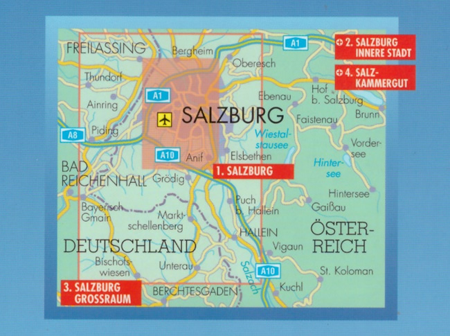 immagine di mappa di città mappa di città Salisburgo - mappa della città plastificata, impermeabile, scrivibile e anti-strappo - dettagliata e facile da leggere, con trasporti pubblici, attrazioni e luoghi di interesse - nuova edizione