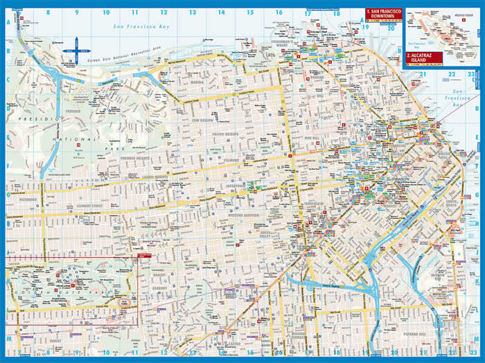 immagine di mappa di città mappa di città San Francisco - mappa della città plastificata, impermeabile, scrivibile e anti-strappo - dettagliata e facile da leggere, con trasporti pubblici, attrazioni e luoghi di interesse - nuova edizione