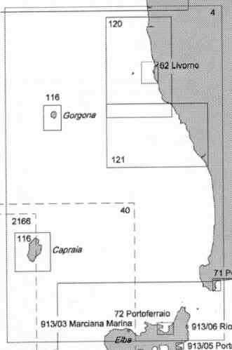 immagine di carta nautica carta nautica 4 - Da San Rossore al C.le di Piombino e Isola d'Elba, Capraia e Gorgona