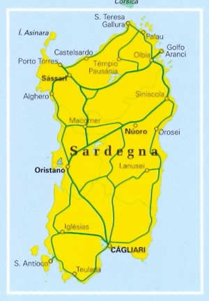 immagine di mappa stradale regionale mappa stradale regionale Sardegna