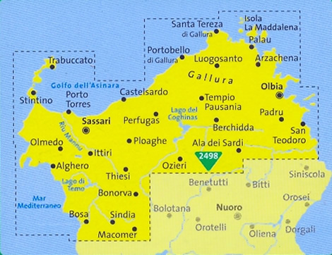 immagine di mappa topografica mappa topografica n.2497 - Sardegna del Nord - set di 4 mappe escursionistiche con sentieri per il trekking e MTB - compatibili con GPS