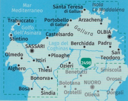 immagine di mappa topografica mappa topografica n.2497 - Sardegna del Nord - set di 4 mappe escursionistiche con sentieri per il trekking e MTB - compatibili con GPS - nuova edizione