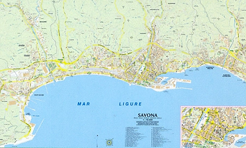 immagine di mappa di città mappa di città Savona - mappa di città con ingrandimento del centro storico e dei dintorni