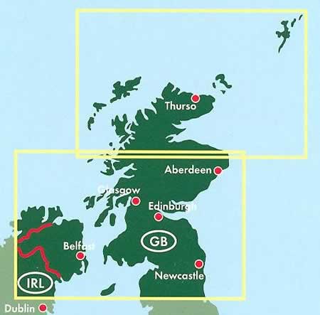 immagine di mappa stradale mappa stradale Scozia e Inghilterra del Nord - con Thurso, Aberdeen, Edinburgo/Edinburgh, Glasgow, Newcastle, Belfast - edizione 2013