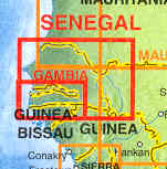 immagine di mappa stradale mappa stradale Senegal e Gambia - con Banjul, Dakar, Gorée/Gorea - nuova edizione