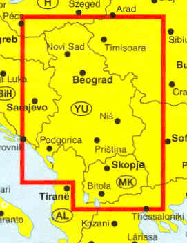 immagine di mappa stradale mappa stradale Serbia, Montenegro, Macedonia