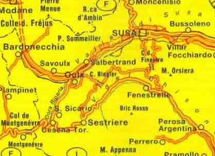 immagine di mappa topografica mappa topografica n.109 - Sestriere, Valle di Susa - con Perrero, Bardonecchia, Bussoleno, Fenestrelle
