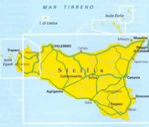 immagine di mappa stradale regionale mappa stradale regionale Sicilia - mappa plastificata