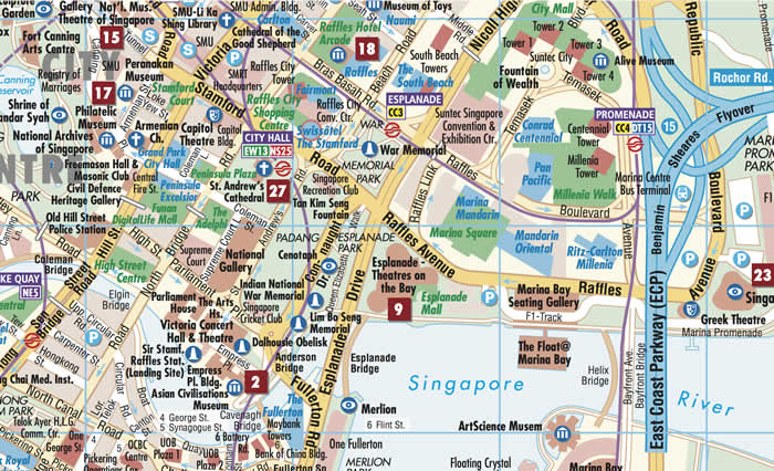 immagine di mappa di città mappa di città Singapore - mappa della città plastificata, impermeabile, scrivibile e anti-strappo - dettagliata e facile da leggere, con trasporti pubblici, attrazioni e luoghi di interesse - nuova edizione