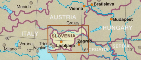 immagine di mappa stradale mappa stradale Slovenia / Slowenien - con Maribor, Celje, Novo, Karlovac, Murska, Kranj, Lubiana/LjuBljana, Trieste - mappa stradale impermeabile e antistrappo - con parchi, riserve naturali e luoghi panoramici - nuova edizione