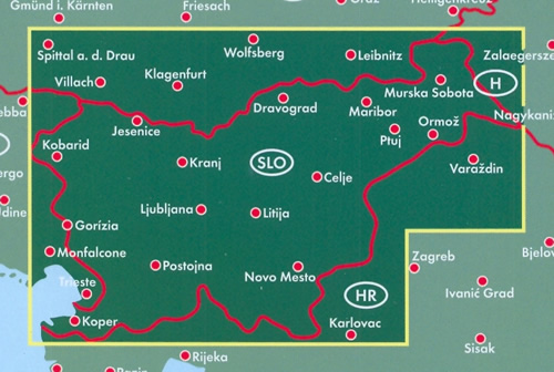 immagine di mappa stradale mappa stradale Slovenia / Slowenien / Slovenija - con Lubiana, Maribor, Kranj, Capodistria, Celje, Novo Mesto, Domžale, Nova Gorica, Velenje, Slovenska Bistrica, Kamnik - nuova edizione