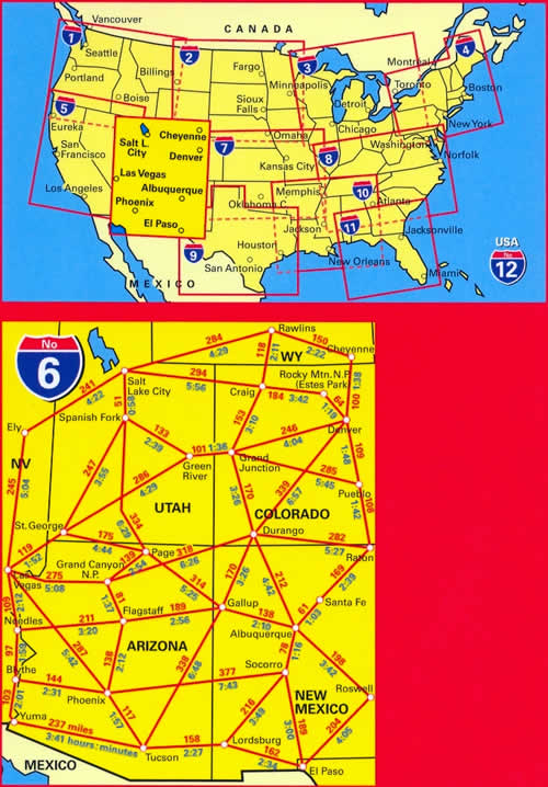 immagine di mappa stradale mappa stradale n.6 - USA SouthWest - con Southern Rockies, Canyon Country, Grand Canyon, Bryce, Colorado, Indian Country, Zion, Arches, Mesa Verde - con cartografia aggiornata, dettagliata e facile da leggere + guida stradale - edizione Dicembre 2022