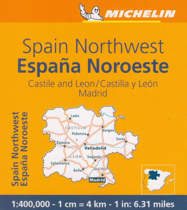 immagine di mappa stradale mappa stradale Spagna Nord-Ovest - Castilla, Leon, Madrid - con Valladolid, Segovia, Soria, Burgos, Palencia, Salamanca, Avila - mappa stradale Michelin n.575 - nuova edizione