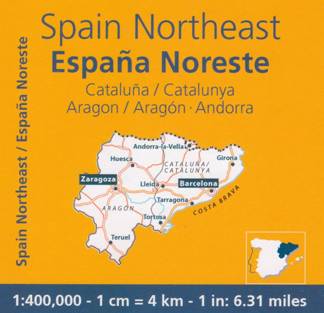 immagine di mappa stradale mappa stradale Spagna Nord-Est - Catalogna / Cataluna / Catalunya, Andorra, Aragon - Zaragoza, Barcellona, Girona, La Vella, Huesca, Lleida, Tarragona, Tortosa, Teruel, Valencia, Pamplona - mappa stradale Michelin n.574 - EDIZIONE Maggio 2023