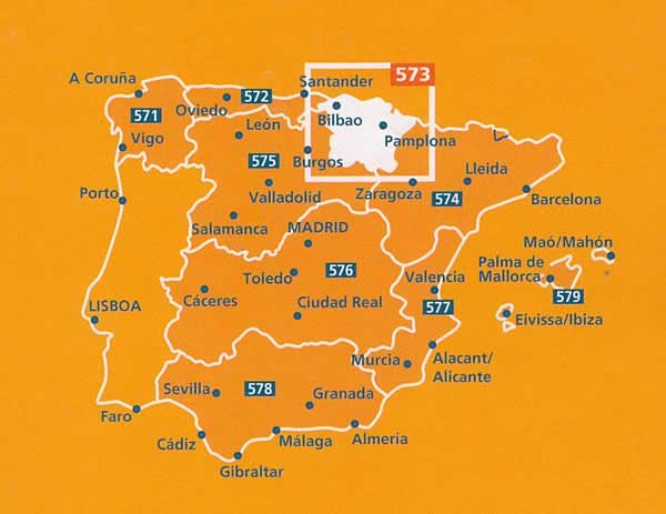 immagine di mappa stradale mappa stradale Spagna Nord - Paìs Vasco/Euskadi/Paesi Baschi, Navarra, La Rioja - mappa stradale Michelin n.573 - nuova edizione