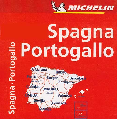 immagine di mappa stradale mappa stradale Spagna, Portogallo - con Isole Baleari e Isole Canarie - con Madrid, Barcellona, Valencia, Siviglia, Malaga, Granada, Bilbao, Burgos, Lisbona, Porto - mappa stradale Michelin n.734 - con indice delle località, distanze e tempi di percorrenza - nuova edizione