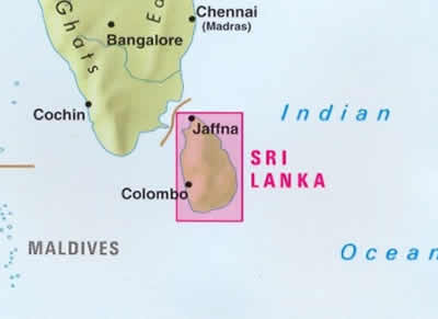 immagine di mappa stradale mappa stradale Sri Lanka - con Colombo, Anuradhapura, Kandy e Galle