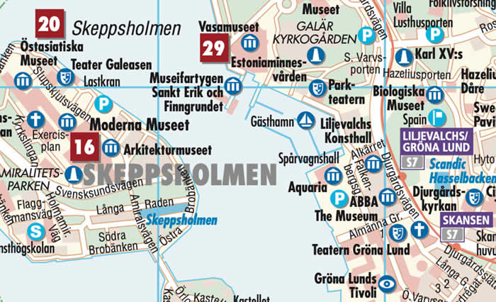 immagine di mappa di città mappa di città Stoccolma / Stockholm - con dettaglio del centro storico, Gamla Stan e dintorni - mappa della città plastificata, impermeabile, scrivibile e anti-strappo - dettagliata e facile da leggere, con trasporti pubblici, attrazioni e luoghi di interesse - nuova edizione