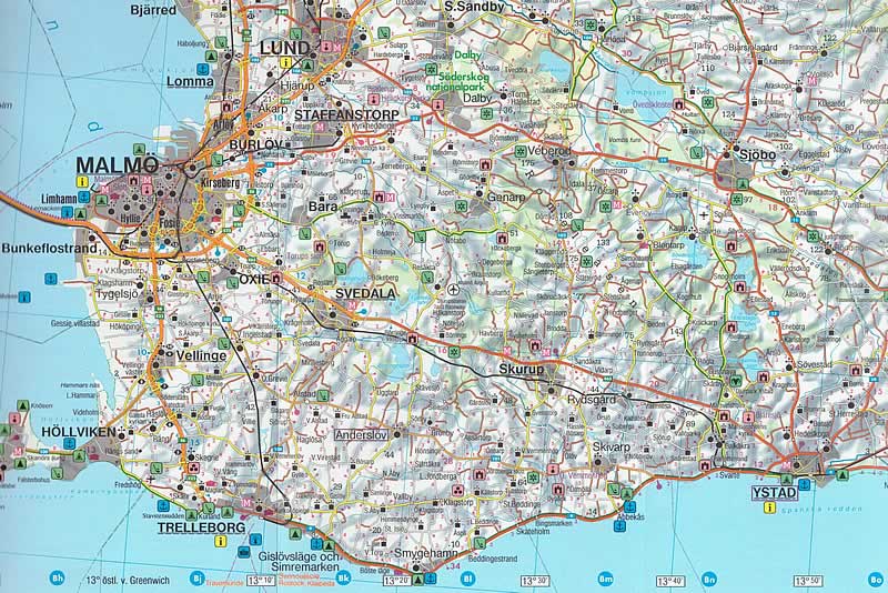 immagine di mappa stradale mappa stradale Svezia Sud - Malmö, Helsingborg, Kalmar - mappa stradale - edizione 2025