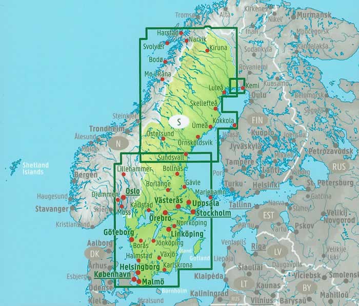 immagine di mappa stradale mappa stradale Svezia - con Stoccolma, Göteborg, Malmö, Uppsala, Linköping, Västerås, Örebro, Norrköping, Helsingborg, Jönköping, Umeå, Lund, Borås, Sundsvall, Gävle, Eskilstuna - con luoghi panoramici, parchi e riserve naturali