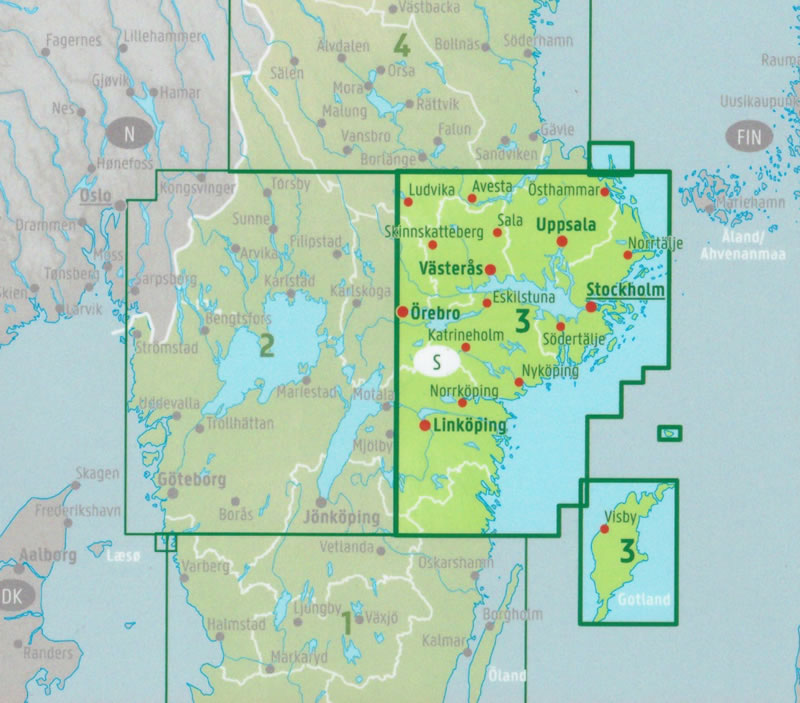 immagine di mappa stradale mappa stradale Svezia Centro-SudEst - Stoccolma/Stockholm, Uppsala, Linköping - mappa stradale - edizione 2025