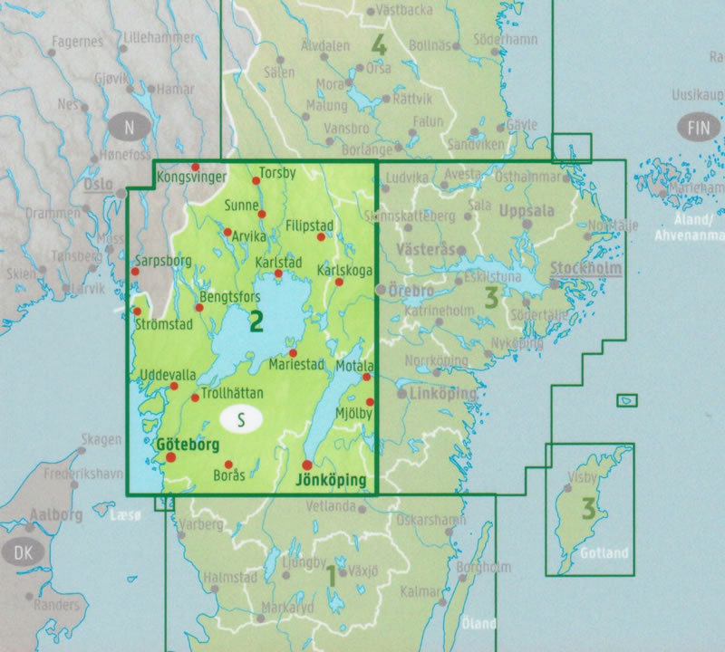 immagine di mappa stradale mappa stradale Svezia Centro-SudOvest - Göteborg, Vänersee, Karlstad - mappa stradale - edizione 2025