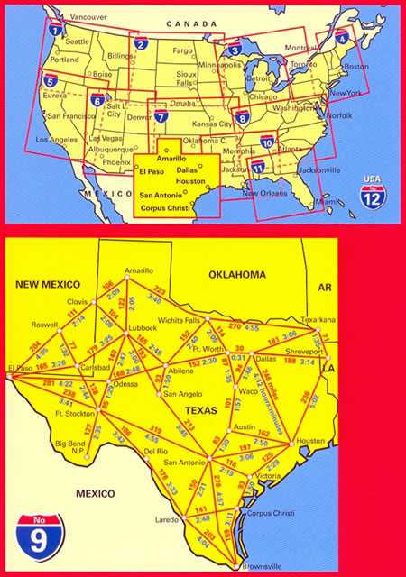 immagine di mappa stradale mappa stradale n.09 - Texas - con Dallas, Houston, Rio Grande, Big Bend, Odessa, Victoria, Corpus Christi, Austin, San Antonio, El Paso, Brownsville, Amarillo, Texarkana, Roswell, Del Rio - con cartografia aggiornata, dettagliata e facile da leggere + guida stradale - EDIZIONE 2024