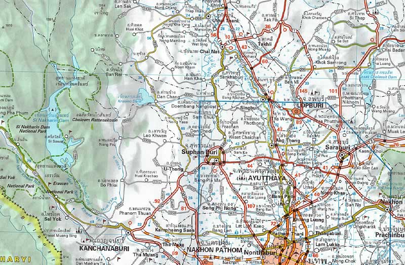 immagine di mappa stradale mappa stradale Thailandia / Thailand - con Bangkok, Phuket, Hat Yai, Surat Thani, Chonburi, Udon Thani, Chiang Mai - mappa stradale Michelin n.751 - con spiagge, templi, percorsi panoramici, parchi e riserve naturali - EDIZIONE 2024