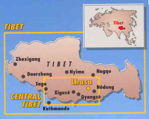 immagine di mappa stradale mappa stradale Tibet - mappa plastificata