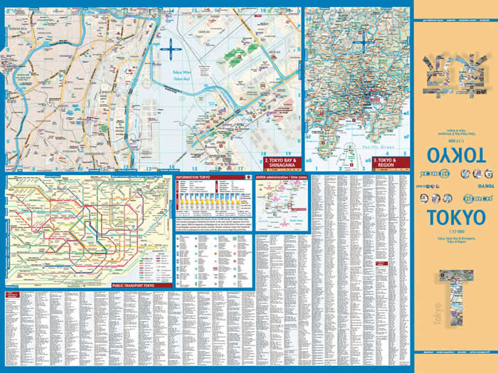 immagine di mappa di città mappa di città Tokyo / Tokio - con Tokyo Bay, Shinagawa e dintorni - mappa plastificata, antistrappo e impermeabile - nuova edizione