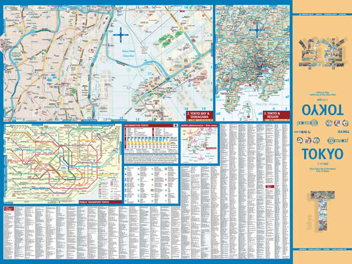 immagine di mappa di città mappa di città Tokyo - con Tokyo Bay e Shinagawa - mappa della città plastificata, impermeabile, scrivibile e anti-strappo - dettagliata e facile da leggere, con trasporti pubblici, attrazioni e luoghi di interesse - nuova edizione