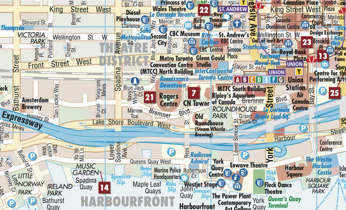 immagine di mappa di città mappa di città Toronto - mappa della città plastificata, impermeabile, scrivibile e anti-strappo - dettagliata e facile da leggere, con trasporti pubblici, attrazioni e luoghi di interesse - nuova edizione