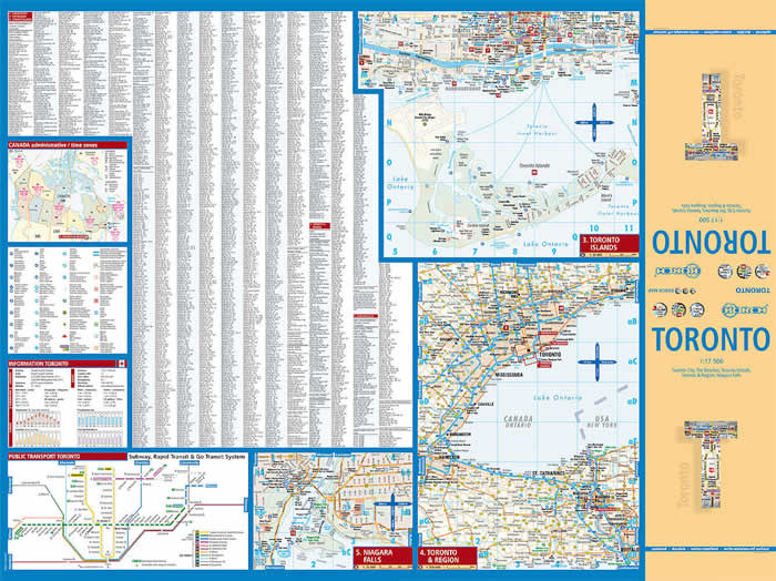 immagine di mappa di città mappa di città Toronto - mappa della città plastificata, impermeabile, scrivibile e anti-strappo - dettagliata e facile da leggere, con trasporti pubblici, attrazioni e luoghi di interesse - nuova edizione