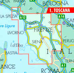immagine di mappa stradale mappa stradale Toscana / Tuscany / Toskana - mappa plastificata