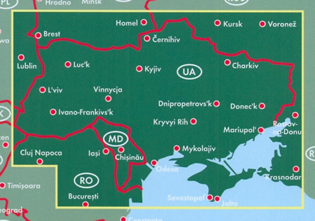 immagine di mappa stradale mappa stradale Ucraina / Ukraine, Moldavia / Moldova - edizione 2019