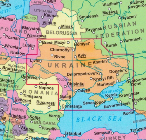 immagine di mappa stradale mappa stradale Ucraina / Ukraine, Moldavia / Moldova - edizione 2022
