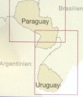 immagine di mappa stradale mappa stradale Uruguay e Paraguay - con Montevideo, Asuncion - Mappa Plastificata