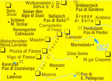 immagine di mappa topografica mappa topografica 686 - Val di Fassa, Marmolada, Gruppo di Sella