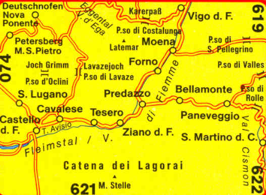immagine di mappa topografica mappa topografica 618 - Val di Fiemme / Fleimstal, Catena dei Lagorai