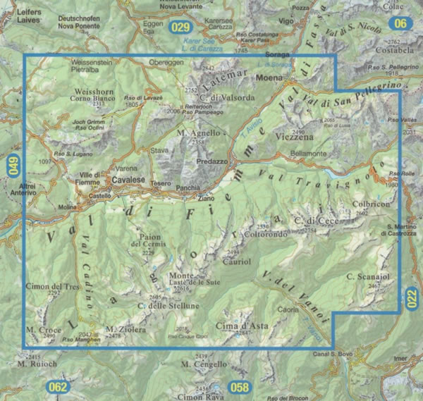immagine di mappa topografica mappa topografica n.014 - Val di Fiemme, Lagorai, Latemar - con reticolo UTM per GPS - impermeabile, antistrappo, plastic-free, eco-friendly - EDIZIONE 2025