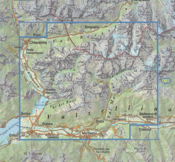immagine di mappa topografica mappa topografica n.084 - Val Masino, Val di Mello, Val Codera, Val Bregaglia, Valtellina - con reticolo UTM per GPS - impermeabile, antistrappo, plastic-free, eco-friendly - EDIZIONE 2025